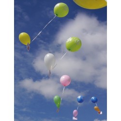 Lâcher de ballons et cartes postales décorées anniversaire