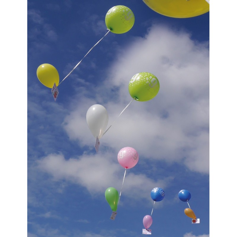 Lâcher de ballons et cartes postales décorées anniversaire